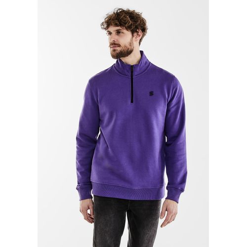 Sweatshirt STREET ONE MEN Gr. XXL (56), lila (ultra violet) Herren Sweatshirts mit Stehkragen