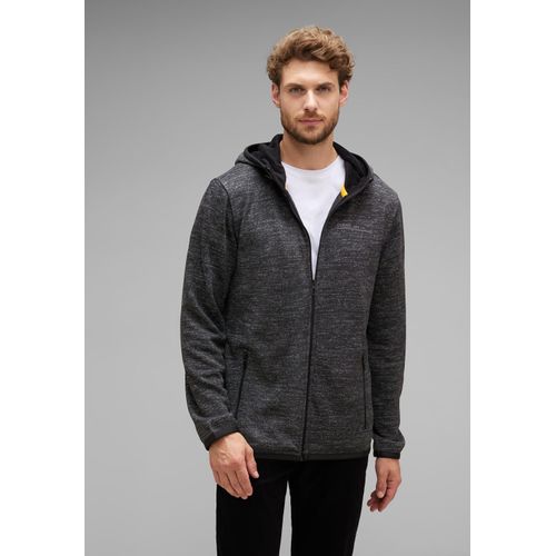 Sweatjacke STREET ONE MEN, Herren, Gr. XL (54), grau (anthra grau melange), Sweatware, 85% Polyester, 15% Viskose, unifarben, casual, gerade hüftlang, ohne Ausschnitt, Langarm Bündchen, Sweatjacken, mit Zipper