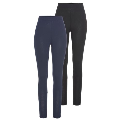 Leggings BOYSEN'S, Damen, Gr. 46 (L), N-Gr, blau (marine, schwarz), Jersey, Obermaterial: 95% Baumwolle, 5% Elasthan, unifarben, Basic, sehr figurbetont knöchellang, Hosen, mit Baumwolle NEUE FARBE