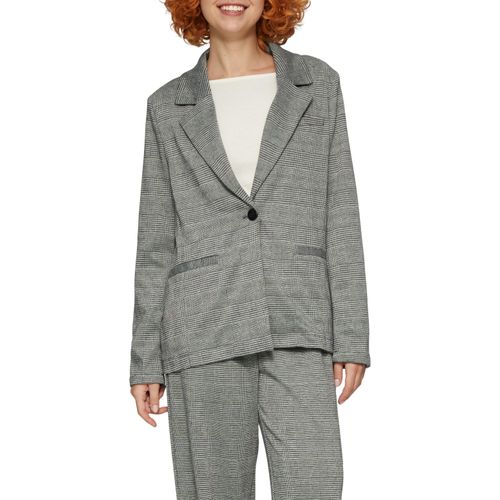 Longblazer QS Gr. 44, grau (grau, schwarz) Damen Blazer in karierter Optik