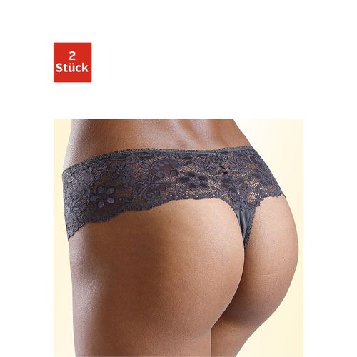 String NUANCE Gr. 32/34, grau (2xgrau) Damen Unterhosen Dessous mit breitem Spitzenband