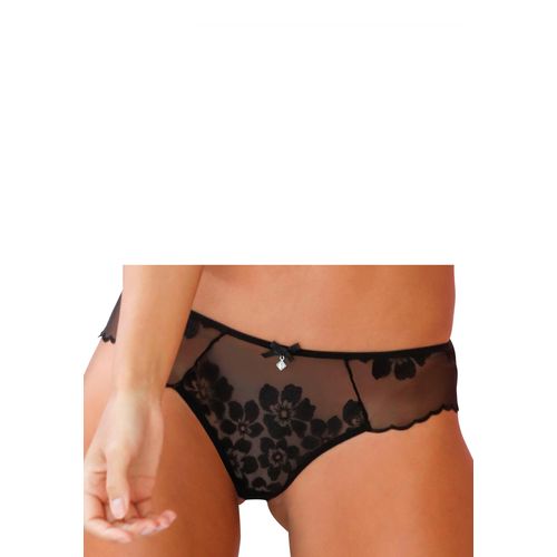 Slip, Damen, Gr. 36/38, schwarz, Spitze, Obermaterial: 60% Polyamid, 30% Polyester, 10% Elasthan, LASCANA BELLE AFFAIRE, Unterhosen, leicht transparenter Stickerei Spitze