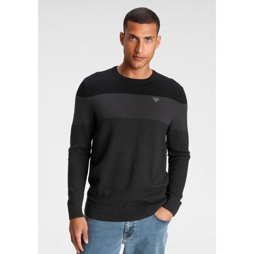 Strickpullover BRUNO BANANI Gr. L (52/54), schwarz (schwarz melier) Herren Pullover im modischem Look