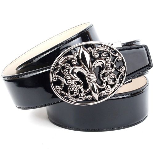 Ledergürtel ANTHONI CROWN, Damen, Gr. 90, schwarz, Leder, unifarben, Gürtel, mit filigraner Lilien-Schließe