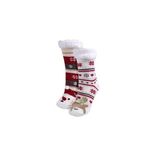 Kuschelsocken CAPELLI NEW YORK Gr. 35 (38), weiß (white combo) Damen Socken mit 3D Applikation Bommel und Glitzer