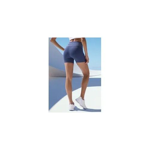 Sporthose VIVANCE ACTIVE Gr. XL (48/50), N-Gr, blau (dunkelblau, silber) Damen Hosen Sportshorts mit breiten Bündchen und Druck