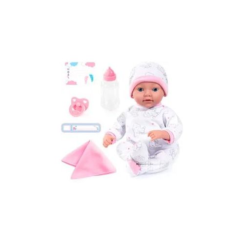 Babypuppe BAYER "Reborn Baby, 38 cm Elefantenmuster" Puppen rosa (weiß/rosa) Kinder