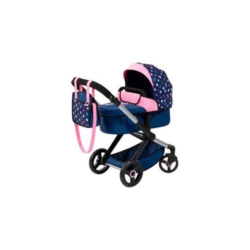 Kombi-Puppenwagen BAYER "Xeo, blau/pink Sternchen" Puppenwagen blau (blau/pink) Kinder