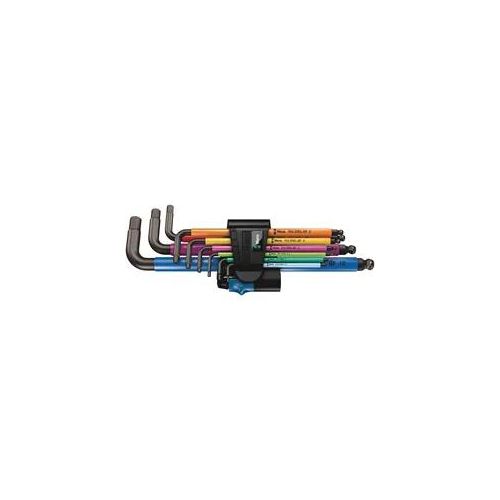 Wera 950/9 Hex-Plus Multicolour HF 1 Winkelschlüsselsatz, metrisch, BlackLaser, mit Haltefunktion, 9-teilig