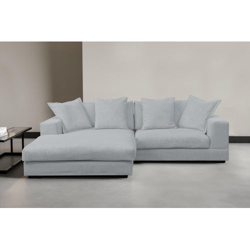 Ecksofa WERK2 "Eldorado L-Form" Sofas Gr. B/H/T: 285cm x 99cm x 195cm, Cord, Ottomane links, grau