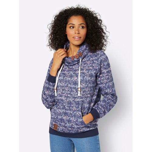 Sweatshirt CASUAL LOOKS Gr. 42, blau (marine, hellgrau, bedruckt) Damen Sweatshirts