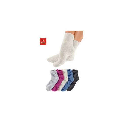 Kuschelsocken LAVANA Gr. 39-42, bunt (grau, ecru, pink, blau, anthrazit) Damen Socken ideal als Bettsocken