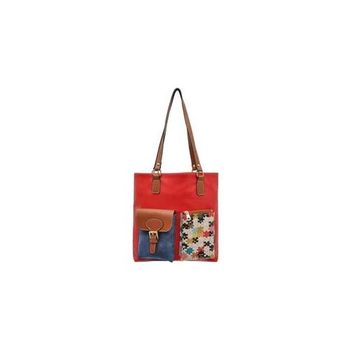 Umhängetasche DOGO "Damen In the puzzle Vegan Damen Handtaschen (Fashion) / neutral" Gr. H/T: 36cm x 8cm OneSize, rot Damen Taschen Shopper Vegan