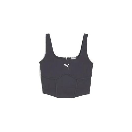 Crop-Top PUMA "DARE TO Korsett Damen" Gr. M, grau (galactic gray) Damen Tops