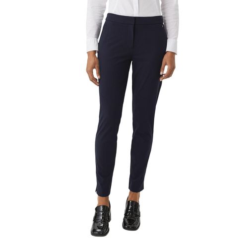 Anzughose COMMA, Damen, Gr. 34, N-Gr, blau (navy), Stoff, Obermaterial: 48% Polyamid, 42% Viskose, 10% Elasthan, unifarben, casual, slim fit knöchelfrei, Hosen, mit Viskose und Slim fit