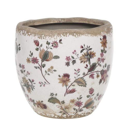 Chic Antique Nancy Blumentopf mit Blumenmotiv, H13/D15 cm