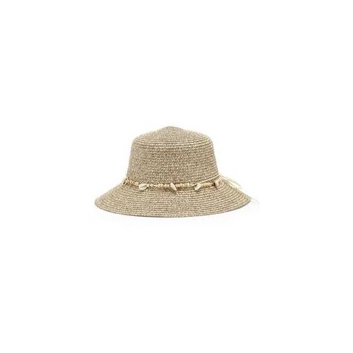 Strohhut LASCANA beige Damen Hüte Sommerhut mit Band Ziermuscheln, Strohhut