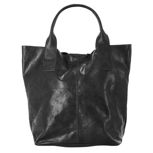 Shopper FORTY, Damen, Gr. B/H/T: 42cm x 35cm x 19cm onesize, schwarz, Leder, glänzend, Taschen, echt Leder, Made in Italy