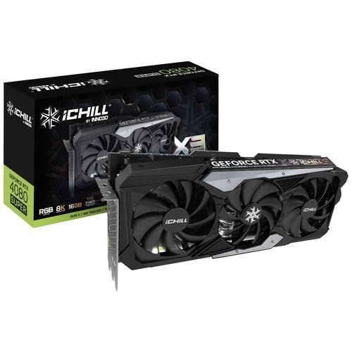 Inno 3D Grafikkarte Nvidia GeForce RTX 4080 Super iChiLL X3 16 GB GDDR6X-RAM PCIe x16 HDMI®, DisplayPort RGB Beleuchtung, NVIDIA G-Sync