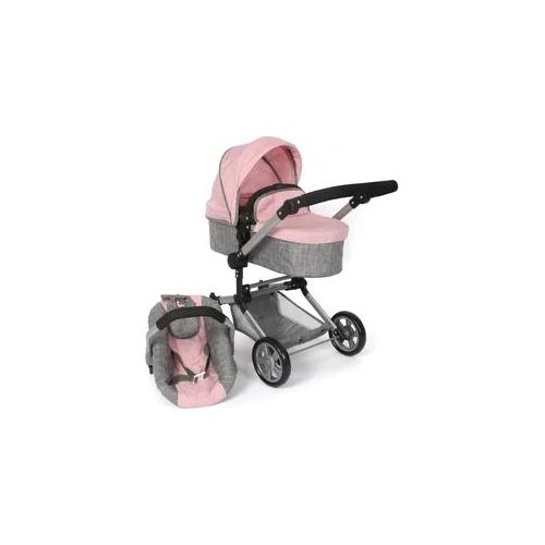 Kombi-Puppenwagen CHIC2000 "Linus, Melange Grau-Rosa" Puppenwagen rosa (melange grau-rosa) Kinder mit Babywanne und Autositz