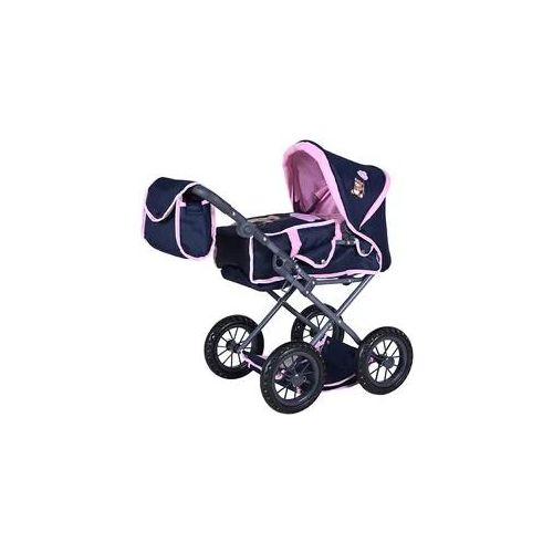 Kombi-Puppenwagen KNORRTOYS "Ruby - Navy Pink Baer" Puppenwagen bunt (navy pink baer) Kinder mit Wickeltasche