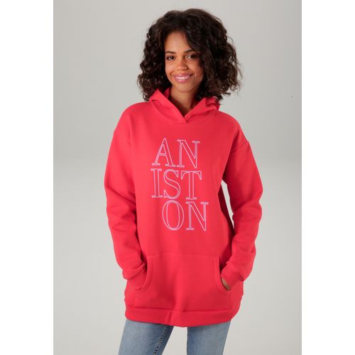 Sweatshirt ANISTON CASUAL Gr. 42, bunt (rot-flieder) Damen Sweatshirts mit Kapuze