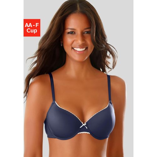 Schalen-BH LASCANA, Damen, Gr. 75, Cup A, blau (rauchblau), Microtouch, Obermaterial: 82% Polyamid (TACTEL), 18% Elasthan (LYCRA), Basic, BHs, mit Bügel, aus seidiger Microfaser