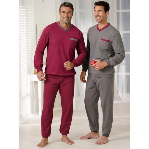 Schlafanzug KINGS CLUB Gr. 48/50, rot (bordeaux, taupe) Herren Homewear-Sets