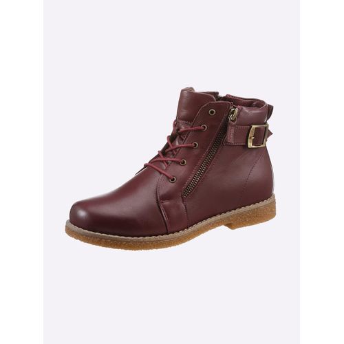 Schnürstiefelette ANDREA CONTI, Damen, Gr. 39, rot (burgund), Leder, Glattleder, modisch, Schuhe