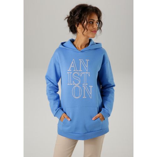 Sweatshirt ANISTON CASUAL Gr. 38, blau (blau-beige) Damen Sweatshirts mit Kapuze