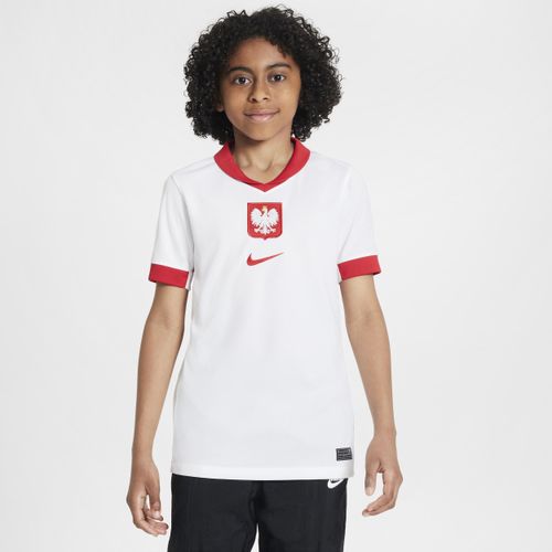 Polen 2024/25 Stadium Home Nike Replica Fußballtrikot mit Dri-FIT-Technologie für ältere Kinder - Weiß