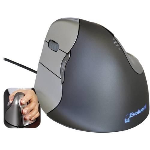 Evoluent Vertical Mouse 4 VM4L Ergonomische Maus USB Optisch Grau, Silber 6 Tasten 2800 dpi Ergonomisch