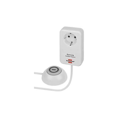 Brennenstuhl Eco Line Comfort Switch Adapter EL CSA 1, Steckdose mit beleuchtetem Fußschalter, 3500 W, erhöhter Berührungsschutz, L 82 x B 82 x T 82 mm, weiß