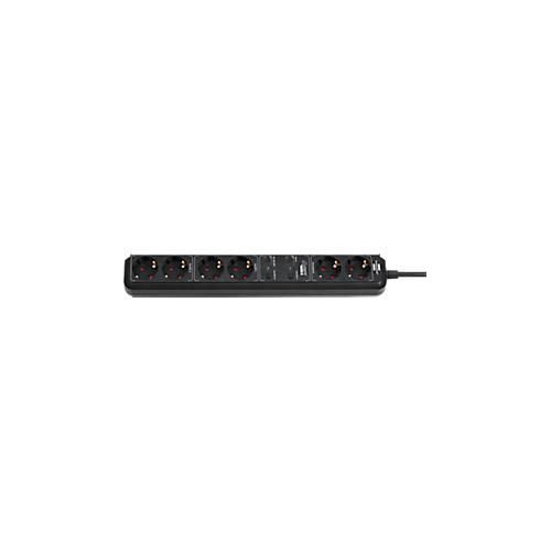 Brennenstuhl Eco-Line WiFi-Steckdosenleiste 6-fach, 2 x 2 schaltbare Steckdosen, 2 Permanent-Steckdosen, App- und Sprachsteuerung, 1,5 m Kabel, L 450 x B 50 x T 100 mm, schwarz