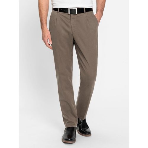 Bundfaltenhose, Herren, Gr. 62, Normalgrößen, grün (khaki), 98% Baumwolle, 2% Elasthan, unifarben, lang, Hosen