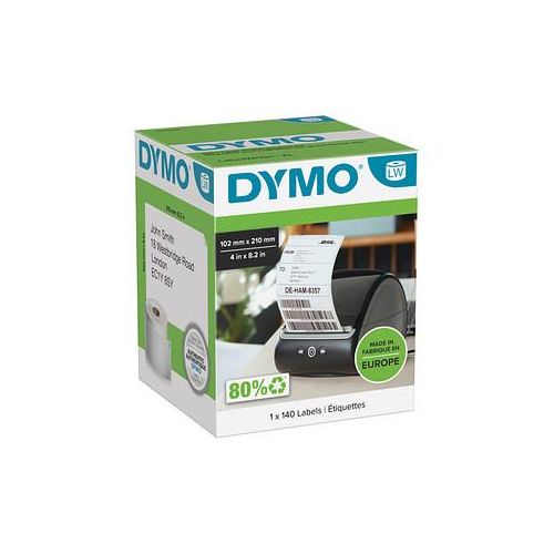 DYMO Etikettenrolle für Etikettendrucker weiß, 102,0 x 210,0 mm, 1 x 140 Etiketten