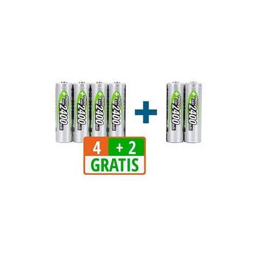 4 + 2 GRATIS: 4 ANSMANN Akkus Photo Mignon AA 2.400 mAh + GRATIS 2 St.