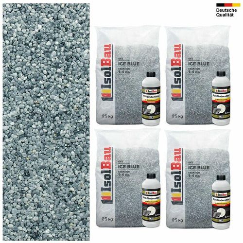 Steinteppich SET Ice Blue 1-4mm Marmorkies 100kg + PU-Bindemittel Set für 10m²