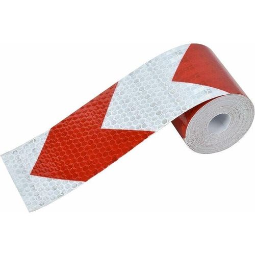 5cm x 3 m reflektierende Sicherheitswarnung, reflektierende Aufkleberfolie, weißes und rotes selbstklebendes reflektierendes Klebeband,