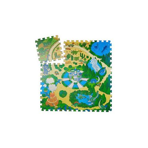 relaxdays Puzzlematte Dinosaurier grün/bunt 90,0 x 90,0 cm