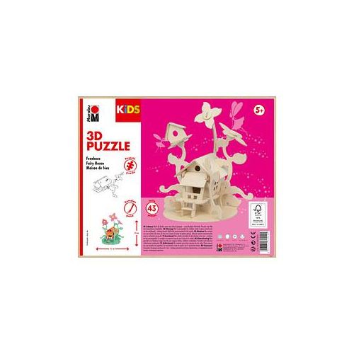 Marabu KiDS Feenhaus 3D-Puzzle, 43 (bemalbar) Teile