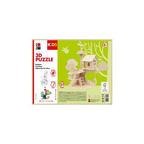 Marabu KiDS Baumhaus 3D-Puzzle, 37 (bemalbar) Teile