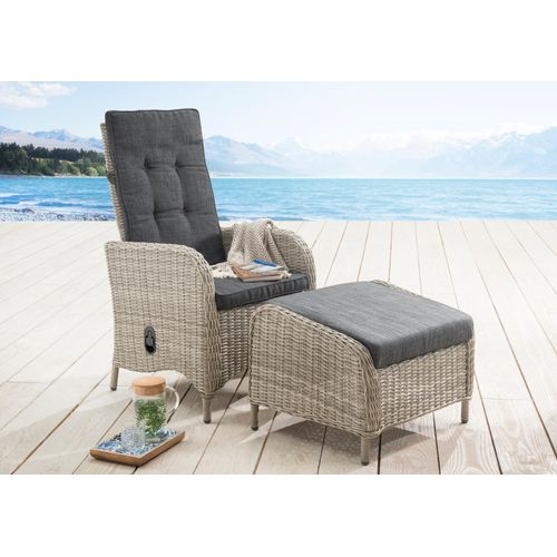 Destiny Sessel »PALMA CASA«, (Set), Aluminium, Polyrattan, inkl. Fußhocker und Auflagen