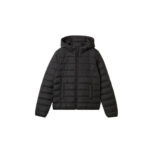 TOM TAILOR DENIM Damen Lightweight Steppjacke mit Kapuze, schwarz, Uni, Gr. XS