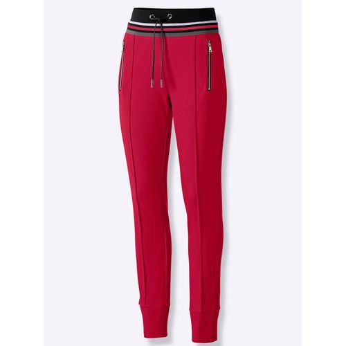 Jogger Pants INSPIRATIONEN, Damen, Gr. 44, Normalgrößen, rot, 85% Polyester, 12% Viskose, 3% Elasthan, unifarben, lang, Hosen