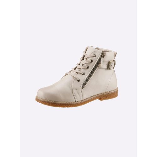 Schnürstiefelette ANDREA CONTI, Damen, Gr. 38, beige (creme), Leder, Leder, modisch, Schuhe