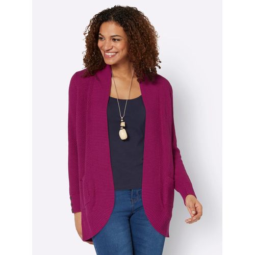 Strickjacke CASUAL LOOKS, Damen, Gr. 42, pink (magenta), 50% Baumwolle, 50% Polyacryl, unifarben, Langarm, Strickjacken