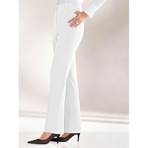 Bügelfaltenhose COME ON, Damen, Gr. 52, Normalgrößen, weiß, 100% Polyester, unifarben, lang, Hosen