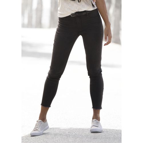 Jeggings LASCANA, Damen, Gr. 40, N-Gr, grau (anthrazit), Denim/Jeans, Obermaterial: 70% Baumwolle, 28% Polyester, 2% Elasthan, casual, figurbetont knöchelfrei, Hosen, mit Reißverschlüssen am Saum, Skinny, elastische Qualität, modisch