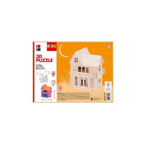 Marabu KiDS Traumhaus 3D-Puzzle, 33 (bemalbar) Teile